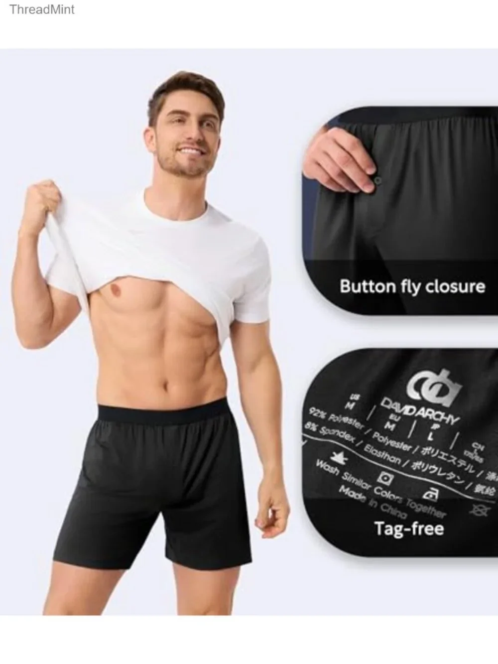 Men's Quick Dry Performance Boxer Shorts Loose Fit 3 Pack